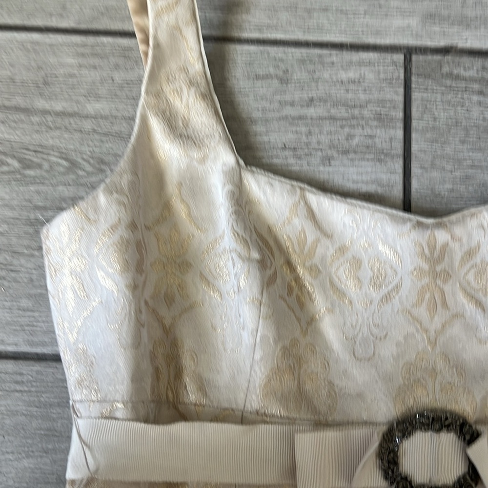 T Tahari Golden Printed Cocktail Party Dress Size 10 - Picture 3 of 12